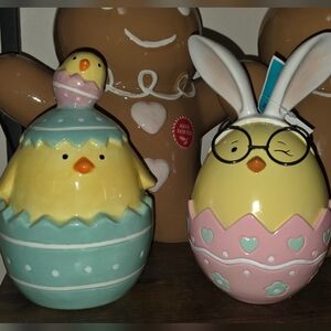 Cute Easter Chick and Bunny Egg Figurines